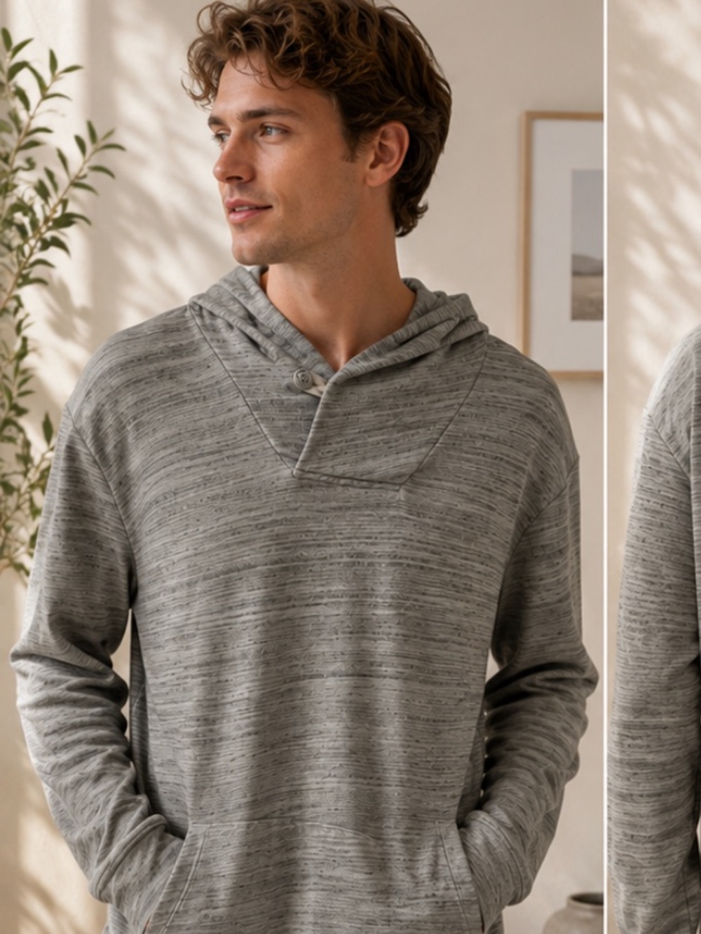 Velvet by Graham & Spencer Gray Marled Hooded Pullover